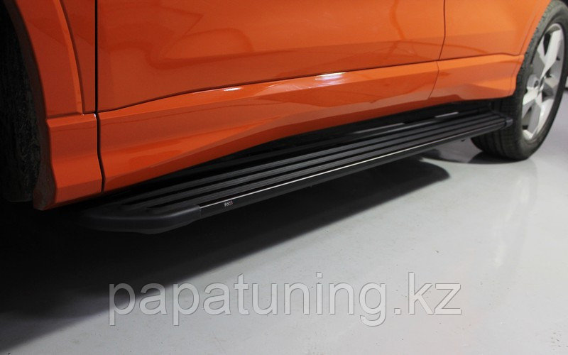 Пороги алюминиевые "Slim Line Black" 1780 мм ТСС для Audi Q3 2019- - фото 1 - id-p108008970