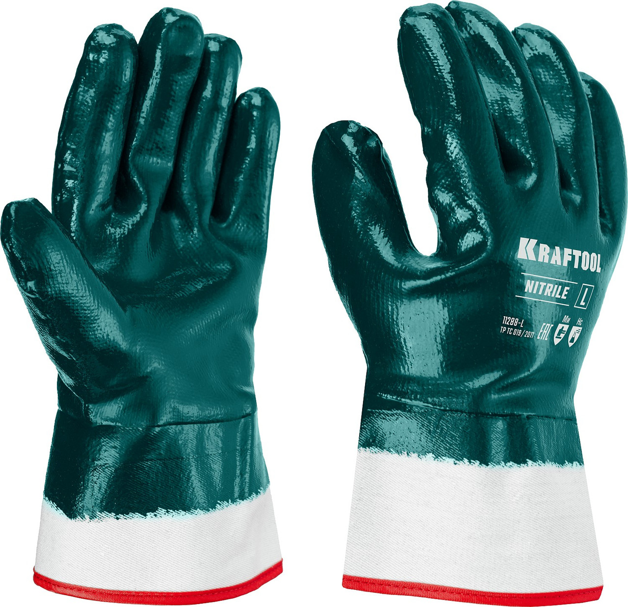 KRAFTOOL L, с нитриловым покрытием перчатки износостойкие, защита от нефтепродуктов HYKRAFT 11288-L