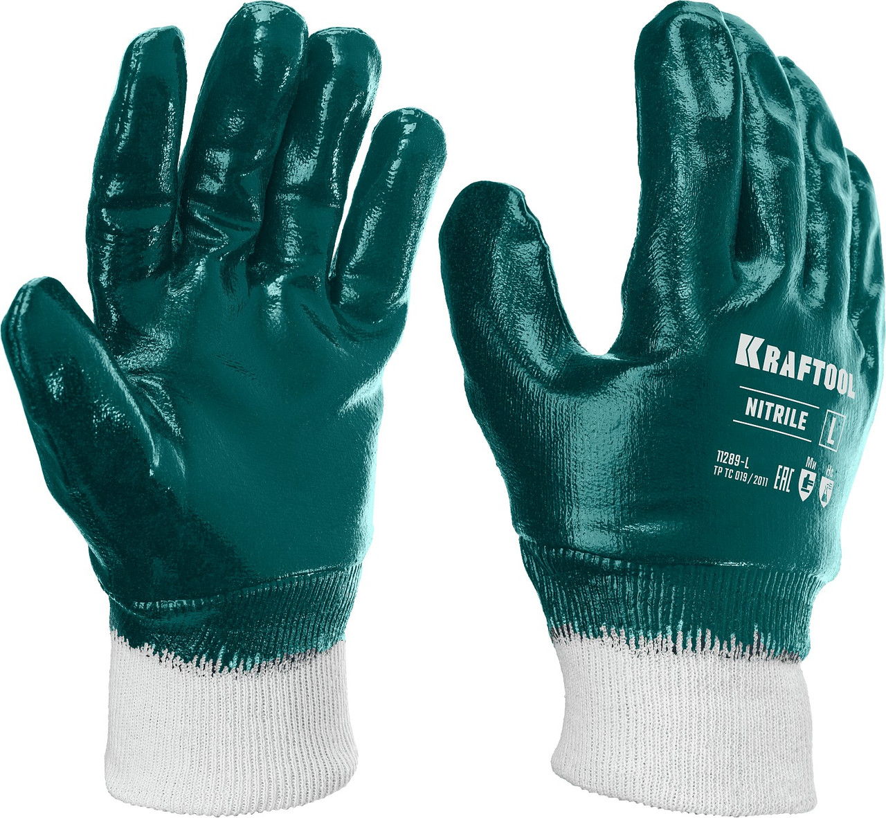 KRAFTOOL L, с нитриловым покрытием перчатки износостойкие, с манжетой, защита от нефтепродуктов 11289-L