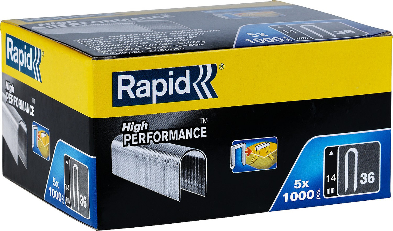 RAPID 5000 шт., 14 мм, тип 36, супертвердые, профессиональные, плоские скобы 11886910 - фото 1 - id-p108091986
