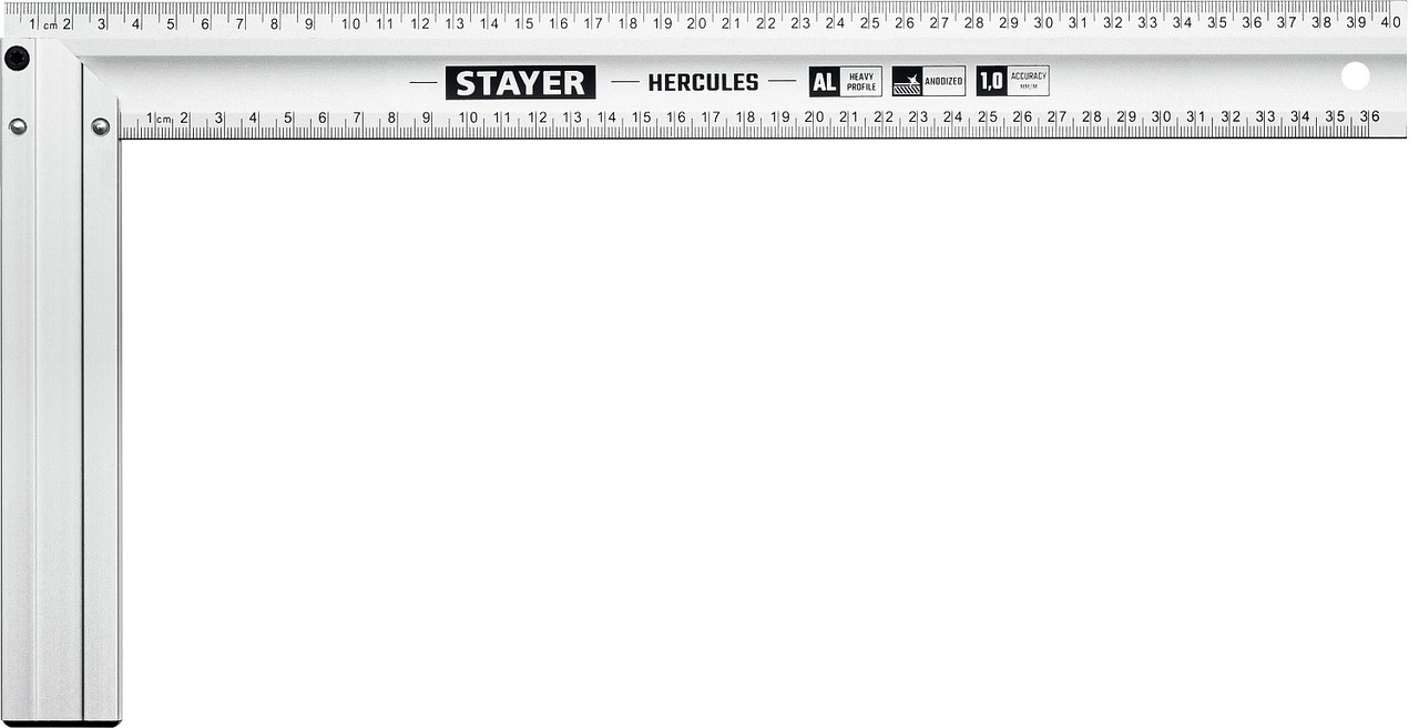 STAYER 400 х 2 мм, с усиленным алюминиевым полотном, жесткий столярный угольник HERCULES 3432-40 Professional