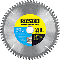 STAYER 210 х 32/30 мм, 64Т, диск пильный по алюминию MULTI MATERIAL 3685-210-32-64