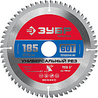 ЗУБР 185 x 30/20 мм, 60Т, диск пильный по алюминию Универсальный рез 36916-185-30-60_z01
