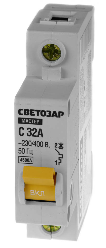 СВЕТОЗАР 32 А, 4,5 kA, 1-полюсной, "С", 230/400 B, автоматический выключатель 49060-32-C