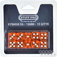Набор цветных кубиков STUFF-PRO d6 (10 шт., 16мм, прозрачные) оранжевый