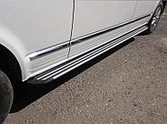 Пороги алюминиевые "Slim Line Silver" 1720 мм ТСС для Volkswagen Tiguan 2011-2016