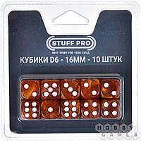 Набор цветных кубиков STUFF-PRO d6 (10 шт., 16мм, нефритовые) кофейный