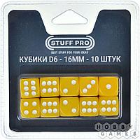 Набор цветных кубиков STUFF-PRO d6 (10 шт., 16мм, стандарт) желтый