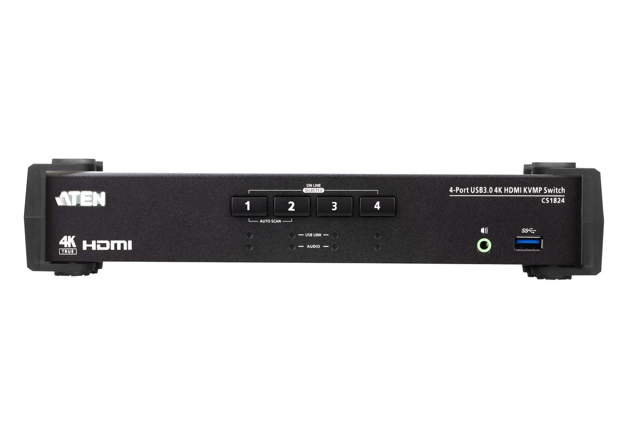 4-портовый, USB 3.0 4K HDMI KVMP -переключатель с поддержкой режима микширования звука CS1824 ATEN - фото 2 - id-p108100462