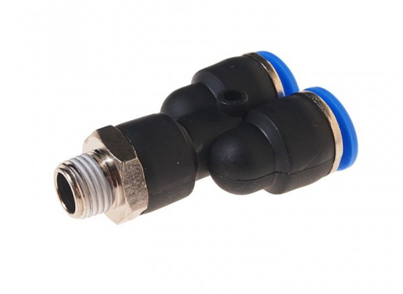(RF-SPX12-02) Фитинг Y-образный для пластиковых трубок 12мм с наружной резьбой 1/4"