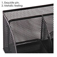 Подставка для канц.принадлежностей, 6 отделов, черная, сетчатая, металл Foska, фото 4