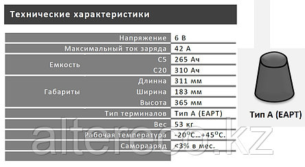 Аккумулятор SIAP 3 GEL 265 (6В, 265/310Ач), фото 2
