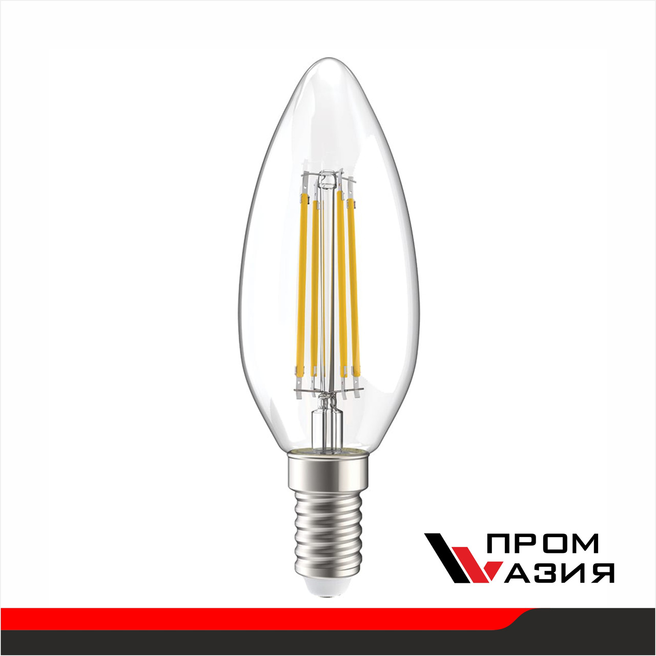 Лампа LED Филаментная C35 свеча прозр.7Вт 230В 4000К E14 серия 360°