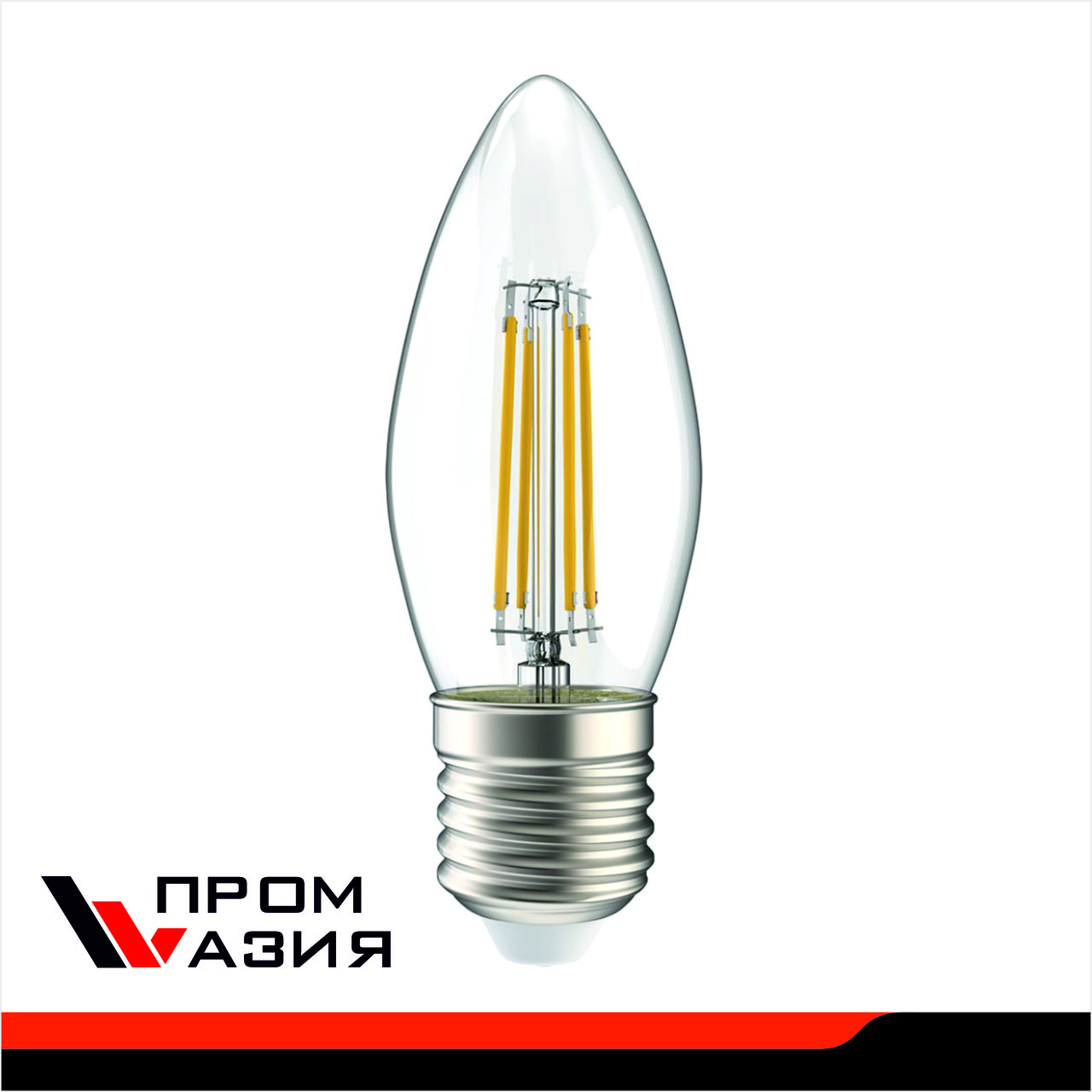 Лампа филаментная LED C35 свеча прозрачная 7Вт 230В 4000К E27 серия 360° - фото 2 - id-p108104543