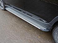 Пороги алюминиевые ''Slim Line Silver'' 1820 мм ТСС для Subaru XV 2017-