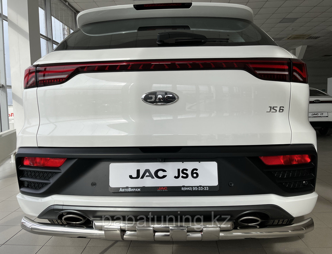 Защита заднего бампера двойная с перемычками d60/42 Папа Тюнинг для JAC JS6 2022-, фото 1