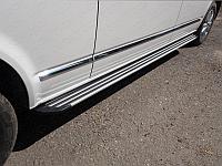 Пороги алюминиевые "Slim Line Silver" 1820 мм ТСС для Mitsubishi Pajero IV 2011-2014