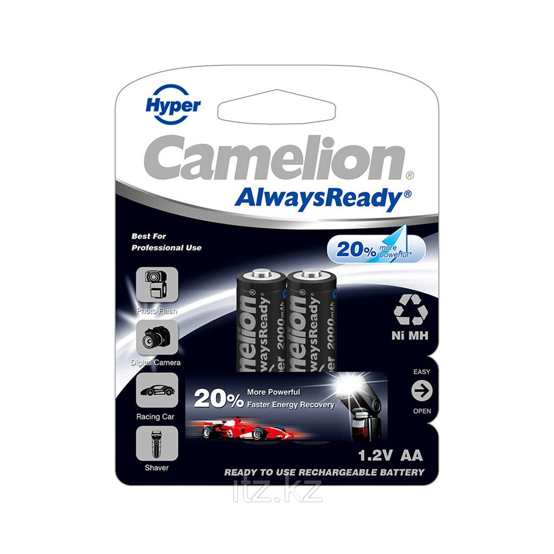 Аккумулятор CAMELION AlwaysReady "Hyper" Rechargeable Ni-MH NH-AA2000HPBP2 2 шт. в блистере - фото 1 - id-p108106527