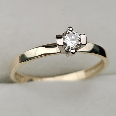 Золотое кольцо с бриллиантами ж/з  0,20ct SI2/M ,VG-cut, 16.5 размер