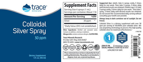 Colloidal Silver Spray 30 ppm, 118 ml, Trace minerals, фото 2