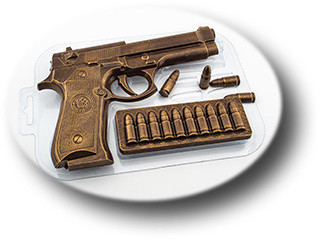 Форма для шоколада и конфет «пистолет», цвет прозрачный