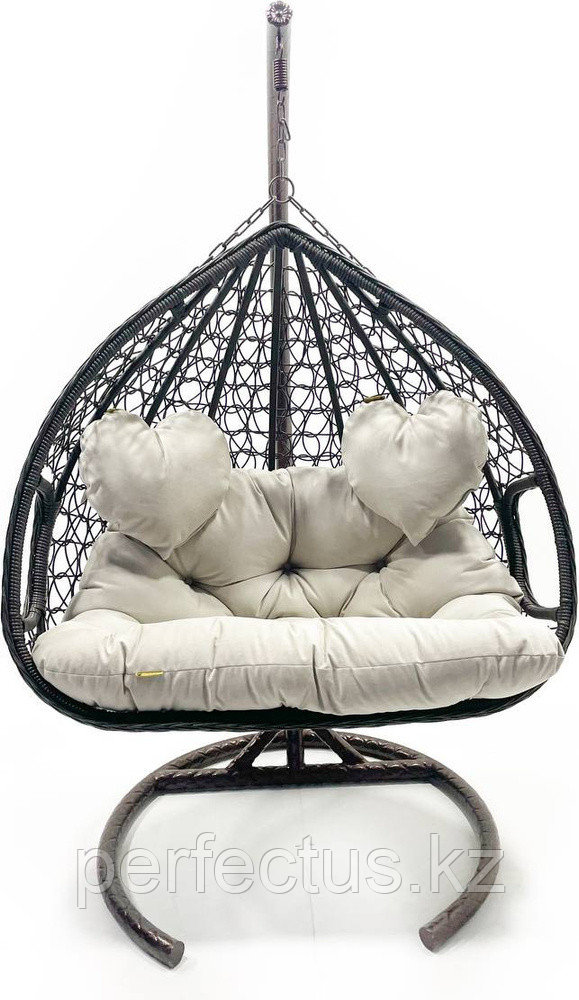 Подвесное кресло кокон из ротанга садовые качели черный белый Coco 2