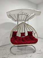 Подвесное кресло кокон из ротанга садовые качели бежевый Paris