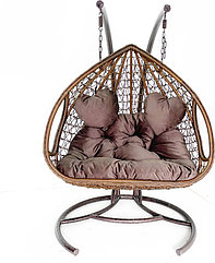 Подвесное кресло кокон из ротанга садовые качели коричневый Coco