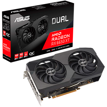 ASUS Video Card AMD Dual Radeon RX 6650 XT OC Edition 8GB GDDR6/128 bit 1xHDMI 3xDP, Recomm. PSU 650W, 2.5