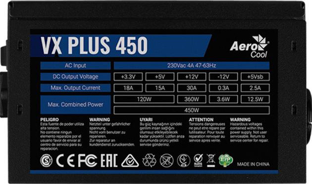 Блок питания AeroCool VX 450 Plus 450 Вт