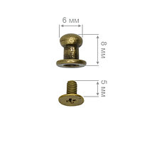 HB006 Кобурная кнопка латунная 6 мм, 100 шт