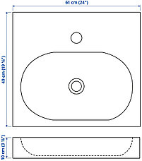 Раковина 61 см БРОВИКЕН ИКЕА, IKEA, фото 2