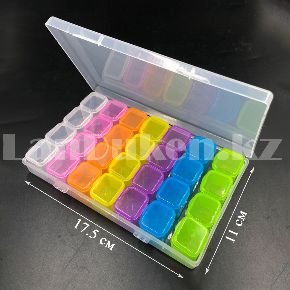Органайзер для мелочей с 28 ячейками бокс пластиковый прозрачный разноцветный (таблетница) - фото 2 - id-p108115515