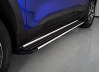 Пороги алюминиевые ''Slim line Silver'' 1780 мм ТСС для Kia Seltos 2020-