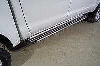 Пороги алюминиевые "Slim Line Silver" 1920 мм ТСС для JAC T6 (4WD) 2.0T (бенз) 2021-
