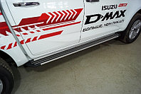 Пороги алюминиевые "Slim Line Silver" 2120 мм ТСС для Isuzu D-MAX 3.0D 2019-