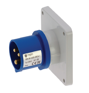 CA812 Вилка встраиваемая INPIN 16A/230V/1P+N+E/IP44 фланец 86x86