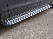 Пороги алюминиевые Slim Line Silver 2220 мм ТСС для Hyundai H-1 2018-