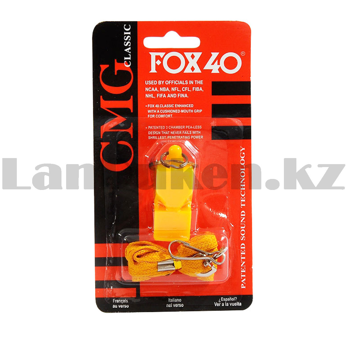 Свисток спортивный на веревке CMG Fox 40 желтый