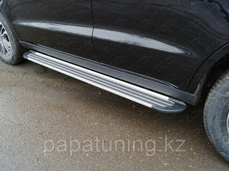 Пороги алюминиевые "Slim Line Silver" 1720 мм ТСС для Geely Emgrand X7 2018-, фото 1