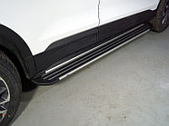 Пороги алюминиевые "Slim Line Silver" 1720 мм ТСС для Geely Coolray 2020-2024