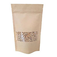 Крафт дой-пак с окошком и zip замком 14*22+4*2 см (заказ от 50 шт)