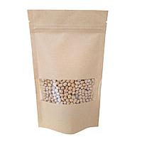 Крафт дой-пак с окошком и zip замком 12*20+4*2 см (заказ от 50 шт)