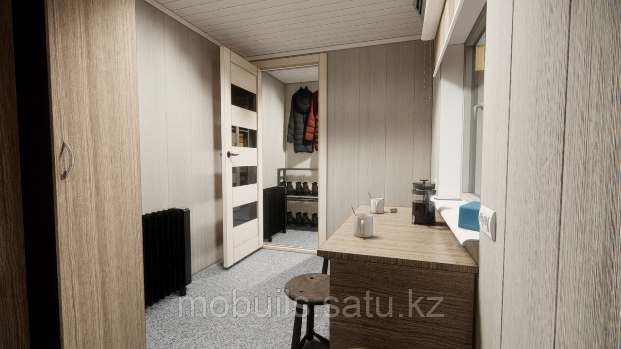 Улучшенный, жилой контейнер для 4 сотрудников со встроенной кухней, санузлом, душевой, техническим отсеком - фото 6 - id-p108123965