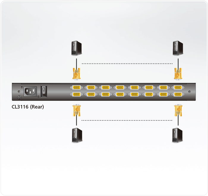 16-портовый КВМ, Single Rail, с широкоэкранным 18.5-дюймовым ЖК-дисплеем, PS/2-USB, VGA CL3116NX ATEN - фото 4 - id-p108125275