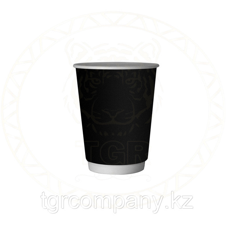 Бумажный стакан двухслойный 350 мл черный (к500 ф25) TGR / в упаковке 25 штук - фото 1 - id-p108126333