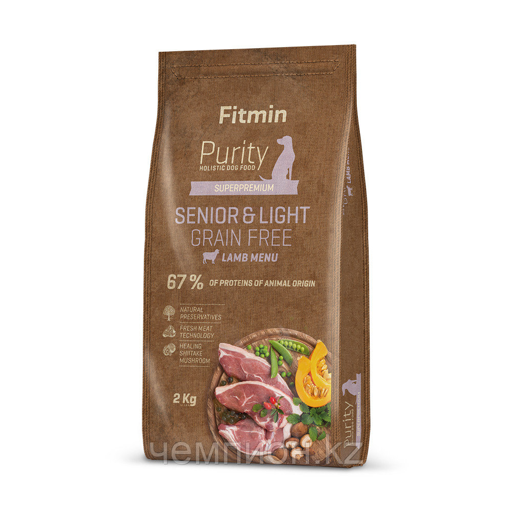 ***** Fitmin dog Purity Senior & Light Lamb GF, корм для собак с избыточным весом и пожилых, уп.2 кг.