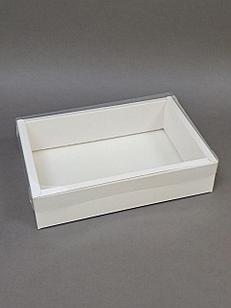 Коробка 22*15*5см ( 20*13*5) с прозрачной крышкой, дно белое