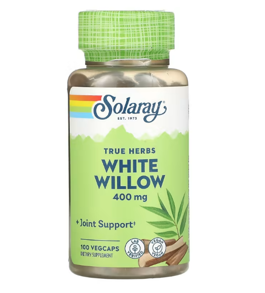 Solaray, ива белая, 400 мг, 100 растительных капсул