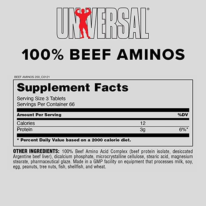 АМИНОКИСЛОТЫ 100% Beef Aminos, 200 tab, Universal Nutrition - фото 2 - id-p108130521